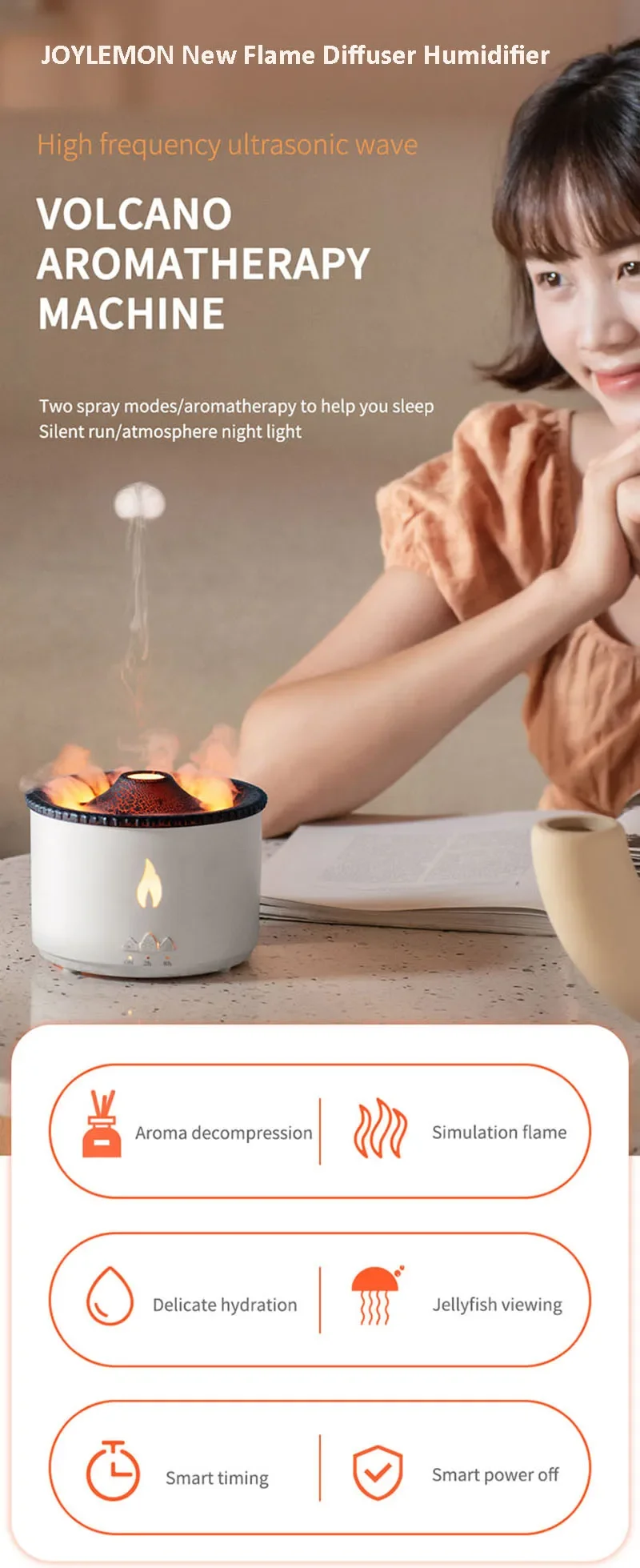 Volcano 3d Flame Aroma Diffuser Air Atomizer Stove Fire Effect