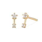 Diamond Drop Earrings Gemnel Delicate 925 Silver Dainty Jewelry Shiny Diamond Drop Studs Earrings Gold