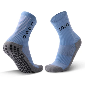 Custom logo OEM breathable basketball sport socks men athletic socks football grip anti slip towel bottom soccer stripe socks