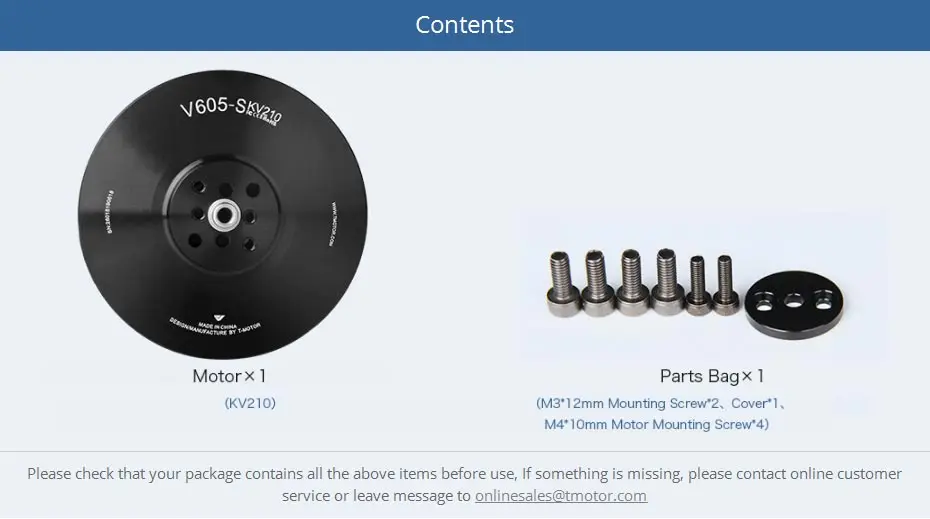 Tmotor V Type V605 Kv210 V605s 12s Outrunner Brushless Motor For