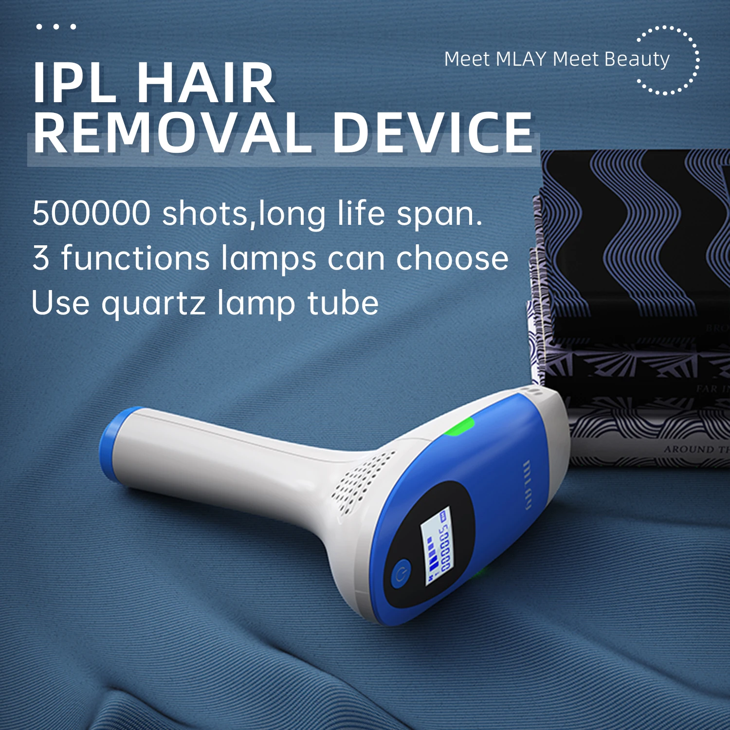 MLay Portable 3-in-1 Epilator Lady Home Use Hair Removal Device with 500000 Flash IPL Permanent Epilator for AU/JP Plug