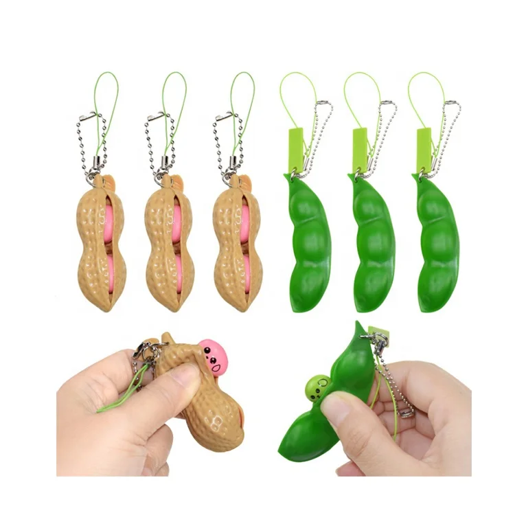 Soy Bean Pea Pod Fidget Stress Toy Key-ring Packaging Xmas Retail Gift FAST Ship 