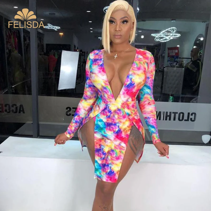 Felisda Print Summer Dress Sexy Long 