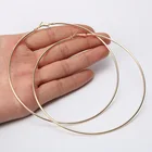 Gold Hoop Women Wholesale 18K Gold Plated 30 To 100MM Big Circle Hoop Earrings Smooth Large Hoop Earrings