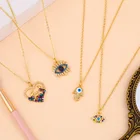 Necklace Necklaces 2021 Cheap Jewellery Hamsa Hand Necklace Fatima Turkish Blue Evil Eyes Necklaces Chain