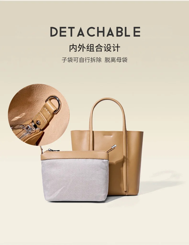 Andobag Genuine Cow Leather Handbag For Women Commute Shoulder