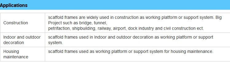 1.7m/1.9m Height Door Frame Mobile Walk Through Ladders H Frame Scaffold