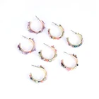 Earrings 2021 Factory Supply Fashion Multicolor Natural Stone Luxury Hoop Alloy Earrings Set For Women