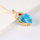Fashion Crystal Necklace Necklace New Fashion Blue Glass Crystal Alloy 14K Gold Plated Women's Crystal Necklace Pendant