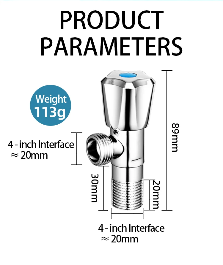 ABS Handle Brass Washing Machine Angle Valve Brass Valve Plumbing Angle Stop Valve Angle Valve 1/2 Water Bathroom Fittings details