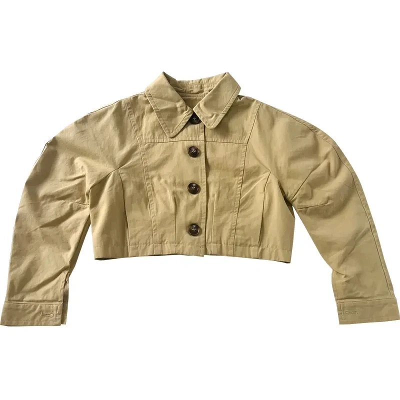 2023 autumn kids new children's casual solid khaki coat girls unisex fashion jacket