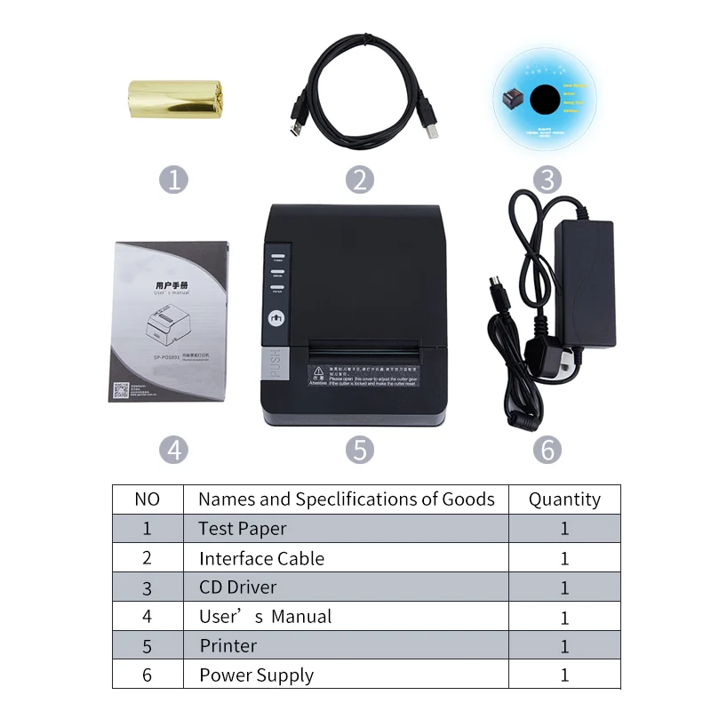 Auto Cutter 80mm Desktop POS Thermal Paper Printer Machine Blue tooth CE Wireless Kitchen Thermo Printer