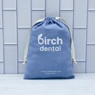 Cotton Phone Logo Printed Custom Cotton Drawstring Mobile Phone Bag Blue Cotton Gift Storage Pouch