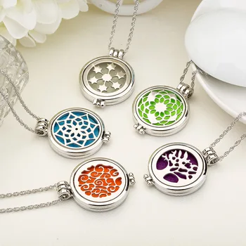 Wholesale Mandala Design Styles Tree Of Life Aroma Locket Pendant aromatherapy jewelry necklace