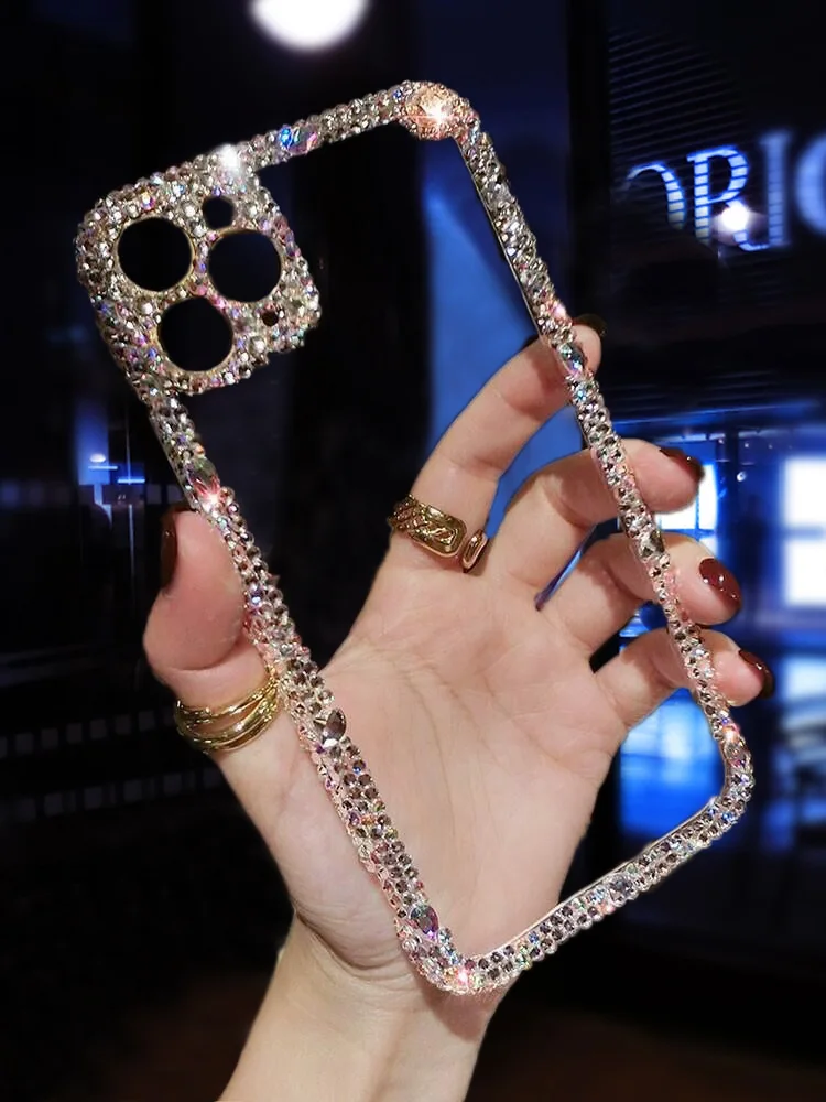 Luxury Rhinestone Precision Hole Bling Bling waterproof Transparent Mobile Covers Phone Case for iPhone 15 14 13 12 11 pro max