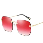 Personalized Blue All Kinds Of Sunglasses New Square Frameless Personalized Blue Gradient Party Sunglasses
