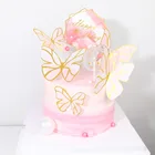 Cake Topper Amazon Hot Sale Pink Vivid Butterfly Creative Design Wholesale Paper Birthday Cake Topper