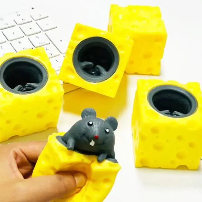 Pop Up Squishy Cheese Mouse Stress Relief Fidget Toys  Squeeze Cup Toy For Birthday Gifts Pop Up Squishy Cheese Mouse