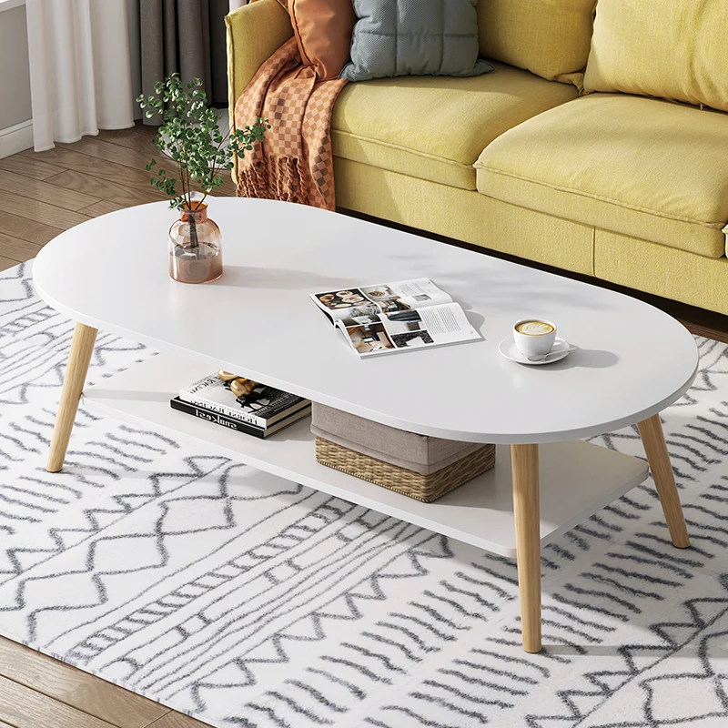 Wholesale simple oval frame coffee table with pvc wooden legs