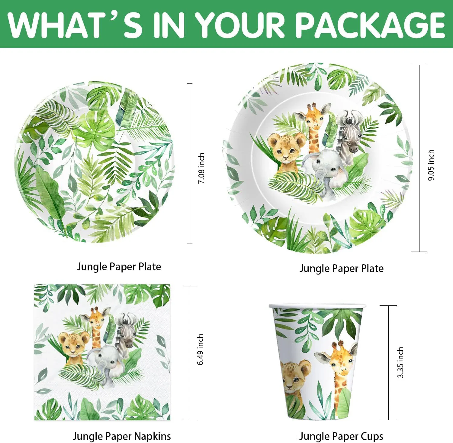 Safari Jungle Theme Party Supplies For Boys Animal Pattern Disposable Tableware Party Decoration Set Paper plate