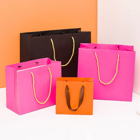 luxury shopping gift paper bag with handle wholesale custom