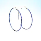 Crystal Hoop Earrings Earrings Fashion New Trendy Silver Full Rhinestone Blue Crystal Diamond Round Big Hoop Earrings