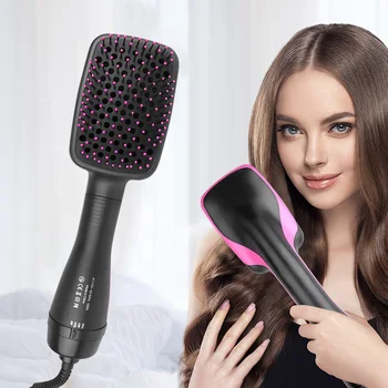 Hot Air Hair Dryer Brush Pink Multifunctional Hairdryer One Step Ions Hot And Cold Air Wind Blow dryer Brush With Comb