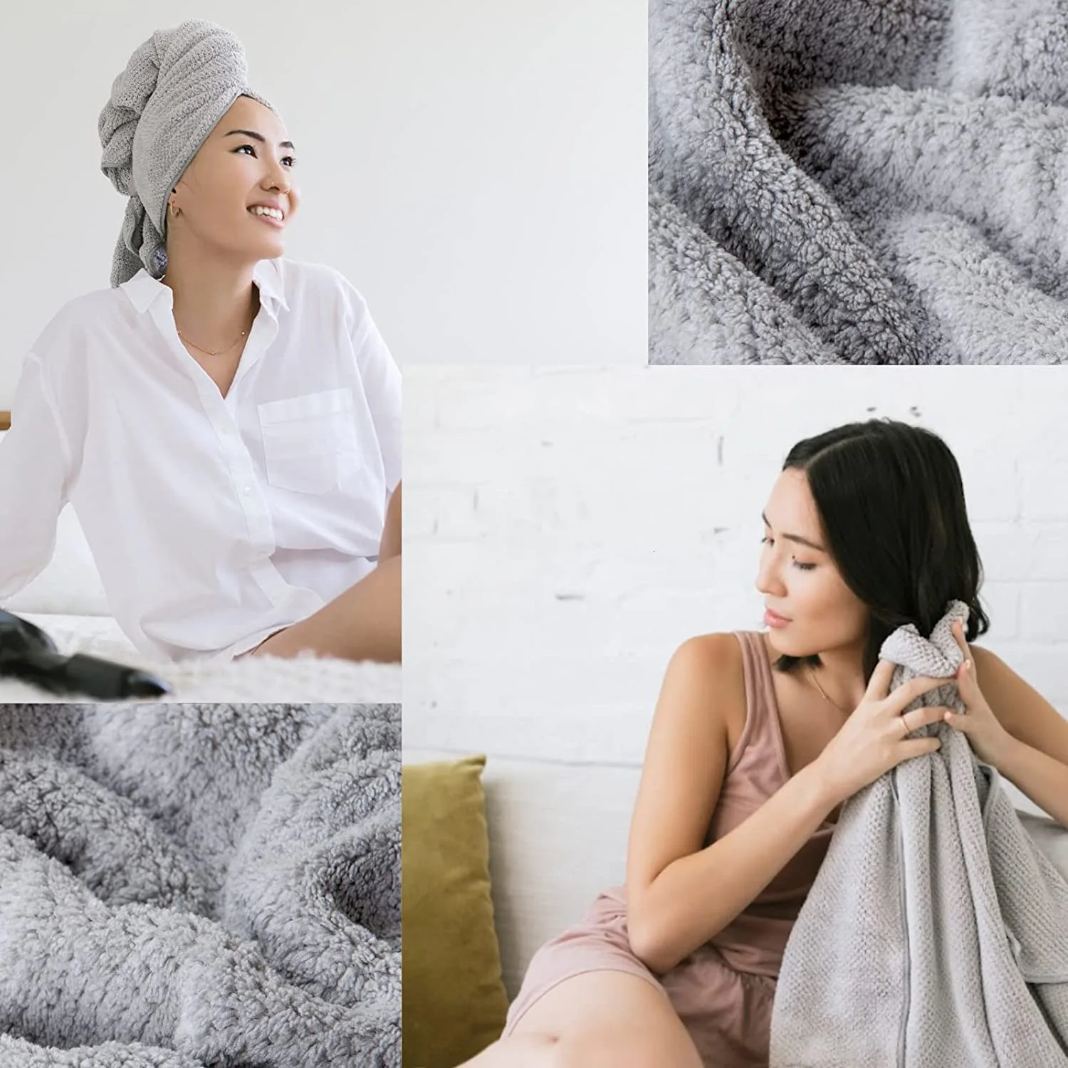 Large size women's dry hair towel microfiber wrapping cloth with elastic band wet hair quick-drying headscarf