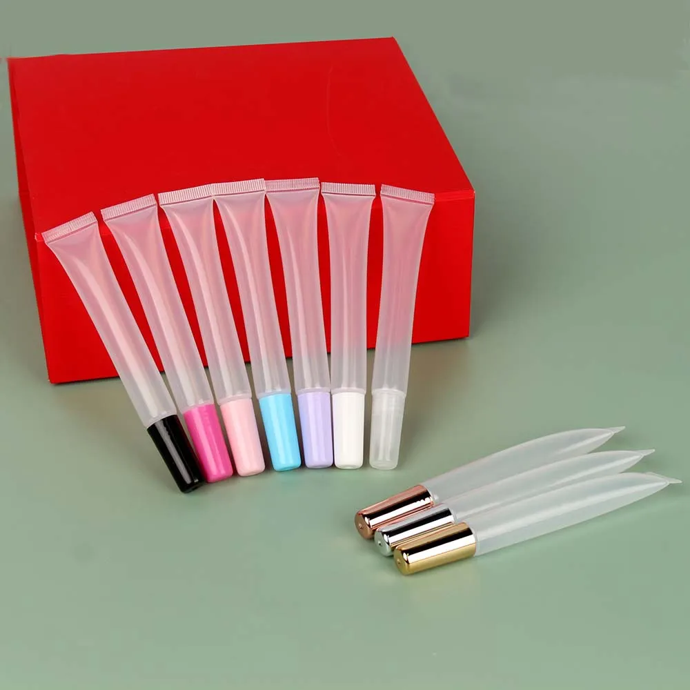 product 15ml hot sale clear lip glaze tube hose slim cosmetic plastic tube lip gloss lip glaze plastic hose-26