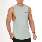 Custom Manufacturer Blank 100%Cotton Gym Fitness Bodybuilding Men Print Muscle Drop Armhole Workout Tank Top