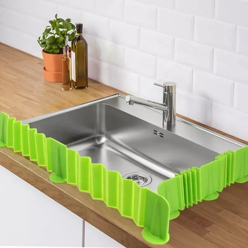 Upgraded Custom Stretchable Baffle Silicone Sink Water Splash Guards Foldable Baffle Plate for Home Kitchen Bathroom