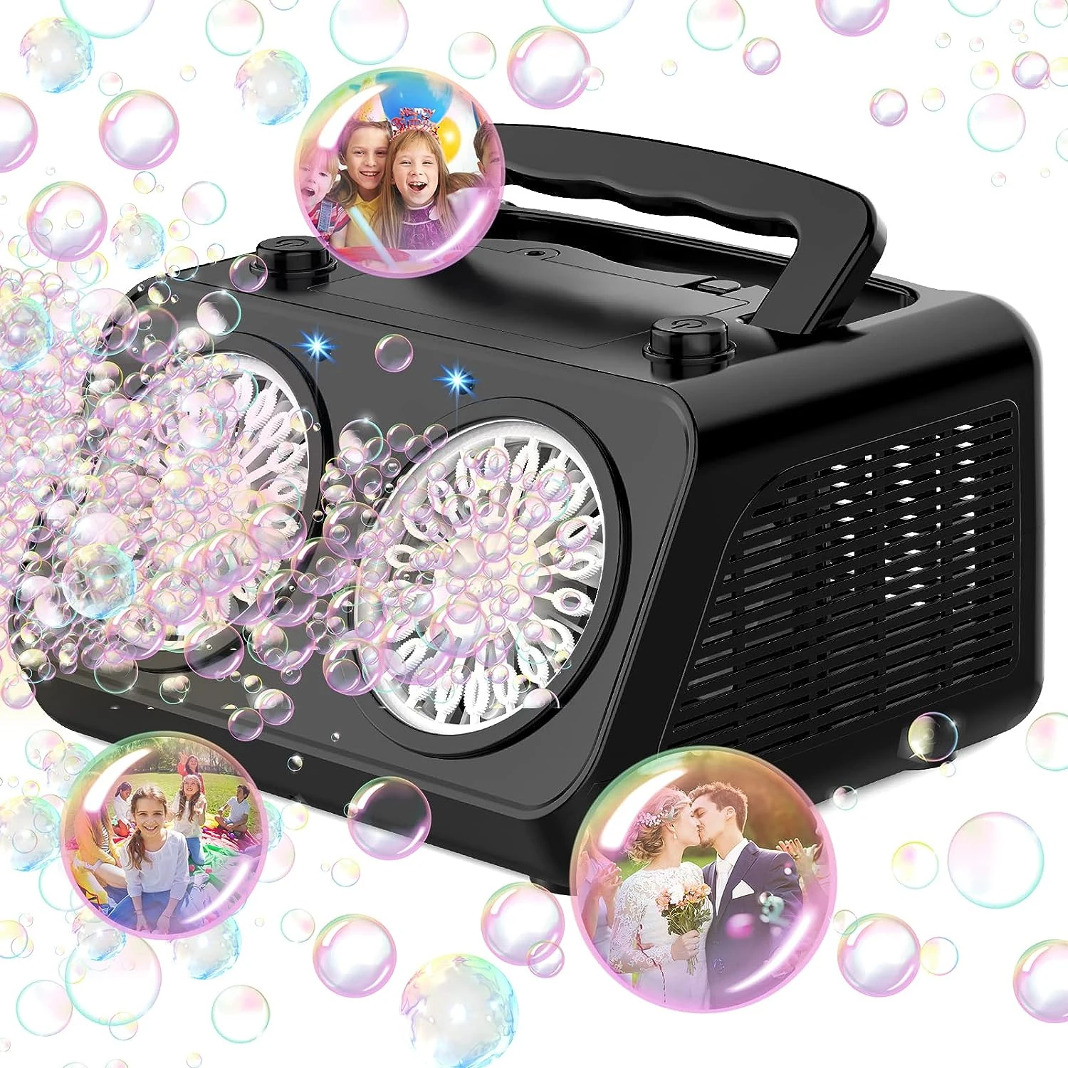 Bubble Machine Automatic Bubble Blower with 2 Independent 20 Holes Motors Bubble Maker for Kids