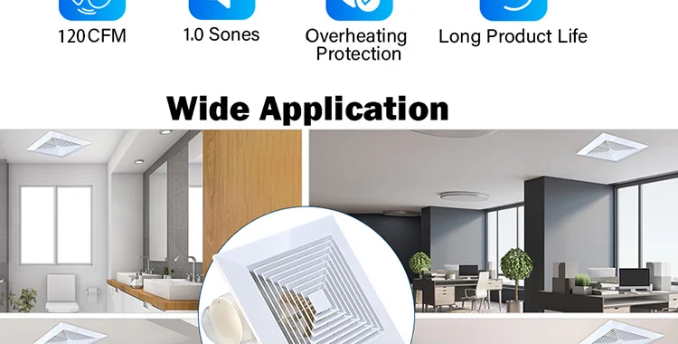 Square Bathroom Exhaust Fan, 10inches, 110CFM, 85V-265V - detail 6