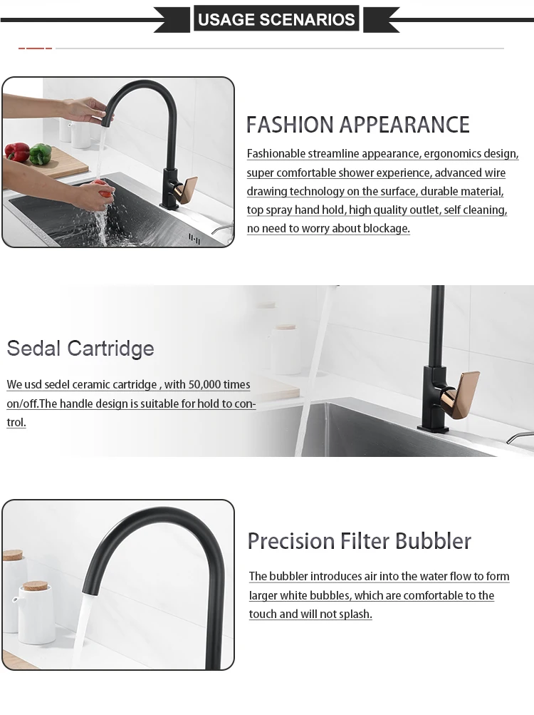 homeshow kitchen sink faucet:brass material & black gold