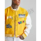 Yellow Jacket Yellow And White Contrast Color Baseball Jacket Letter Patched Logo Customized Bomber Jacket For Men