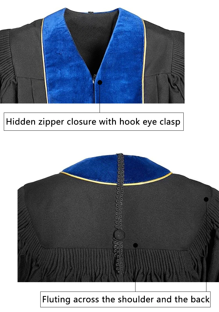 Deluxe graduation attire tam six-sided design University doctoral tam with gold bullion tassel