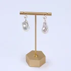 Pearl Jewelry 7mm Natural Freshwater White Round Baroque Pearl Jewelry Women Drop Studs Earrings