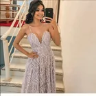 Gowns Evening 2021new Dress Sexy Deep V Suspender Dress Long Skirt Purple Gowns Evening Dress