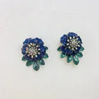 Silver Earrings Fashion S295 Silver Copper Gradient Zircon Camellia Flower Earrings For Jwellary Earrings