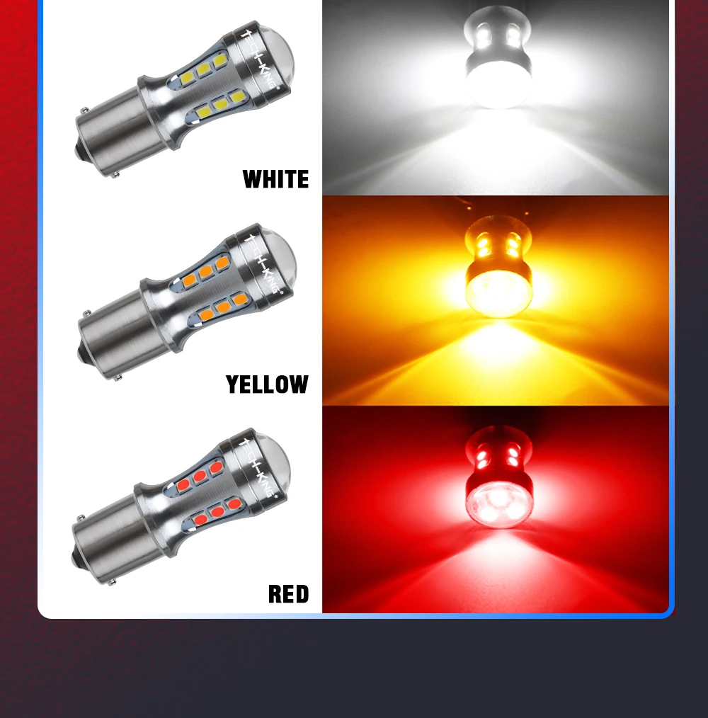 TECH KING Super Bright Canbus 12V 5W 3030 18SMD W21/5W 1157 7440 Car Led decode reverse lights Read turn signal brake bulb