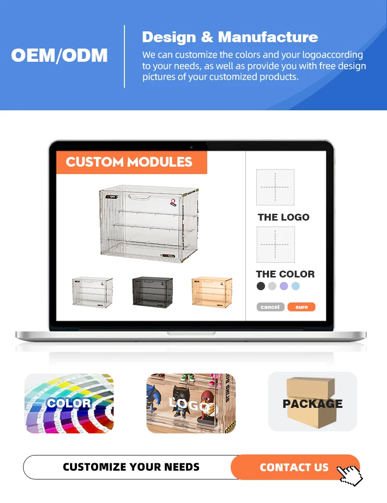 product wanuo stackable trendy toys figurines display box multi layer stand trendy toy display box toy organizer with magnet door-5