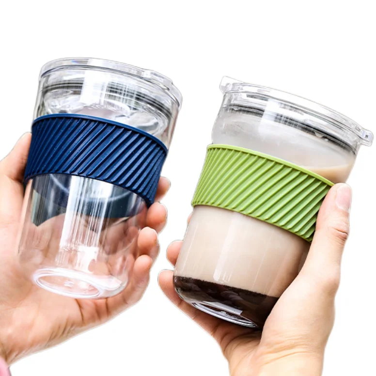 Eco friendly reusable water cups for tea juice 450ml plastic iced coffee cups with lids