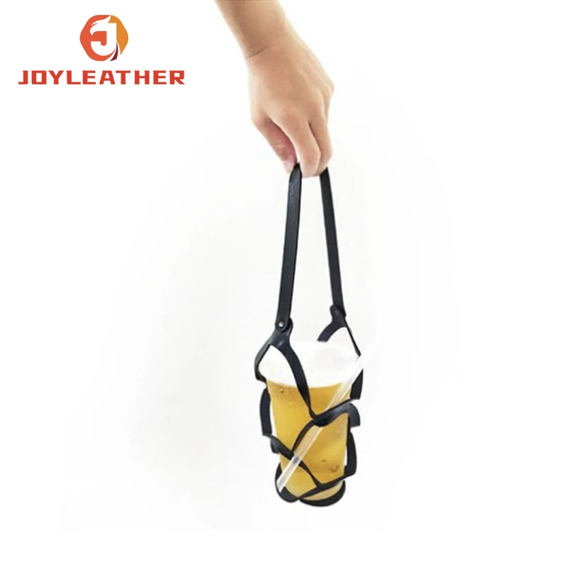Portable PU Leather Water Bottle Holders Adjustable Cup Sleeves Bottle Cover Carry Bags With Strap