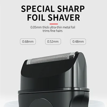 KooFex KF-6412 0.68/0.52/0.48 Ultra-thin Blade Mesh Shaving Razor with USB Charging 600mAh Portable Mini Foil Shaver