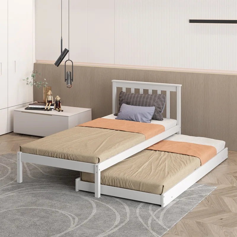 Factory Solid Wood Boy Princess Children's Room Bedroom Home Solid Wood Multifunctional Telescopic Baby Bed Wood