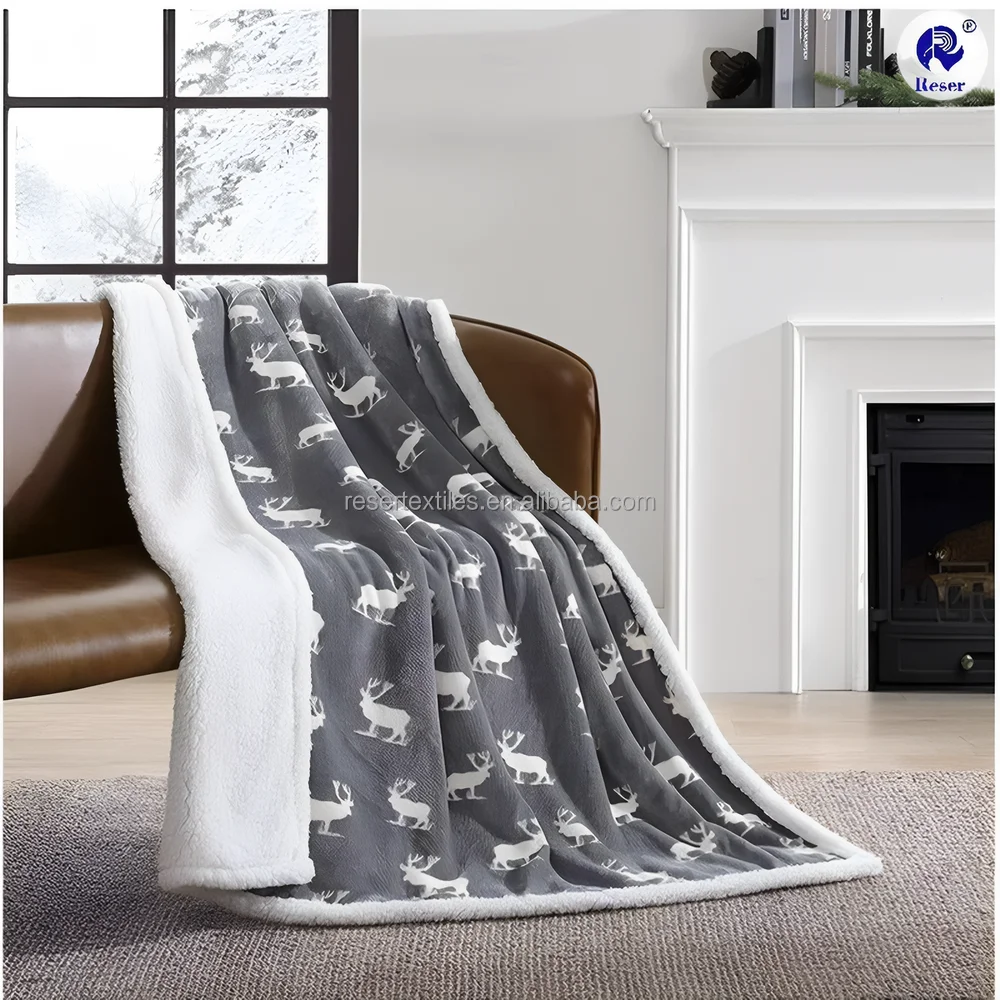 Wholesale Custom Luxury Warm Comfortable Plush Blankets Ultra Soft Sherpa Fleece Throw Blanket for Winter Christmas