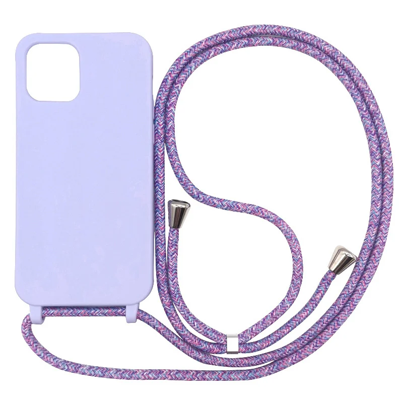 Crossbody Lanyard Candy Color Cell Phone Cases For iPhone 15 14 13 12 11 Pro Max TPU Back Cover Phone Rope