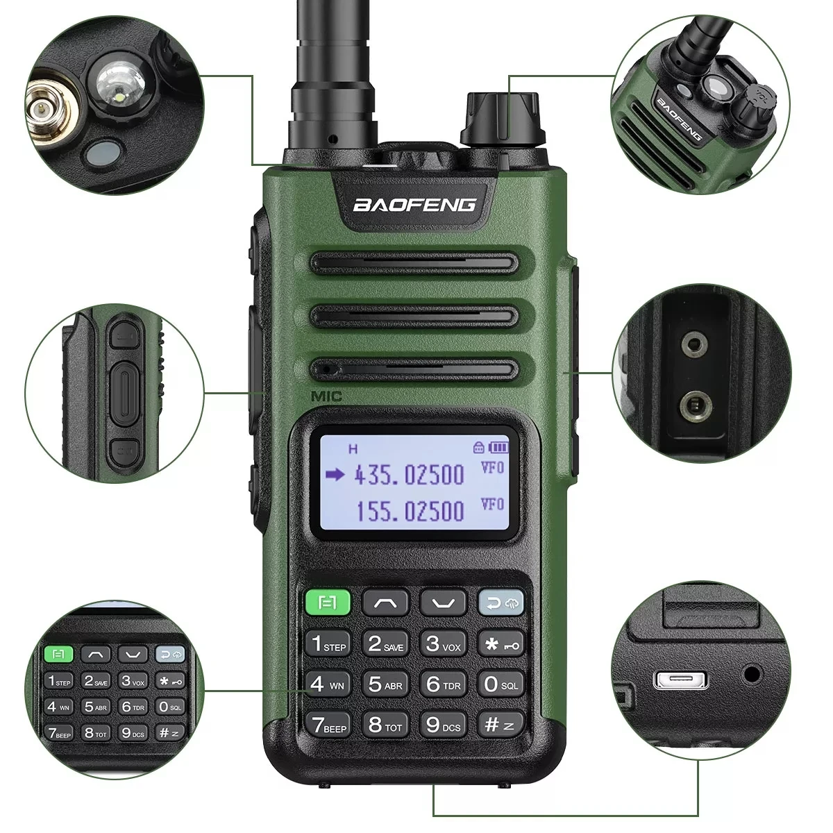 2024 Baofeng UV-13 Pro 10W Walkie Talkie Transceiver GMRS 136-174/400-520MHz With Type-C Charger UV13 pro Two Way Radio