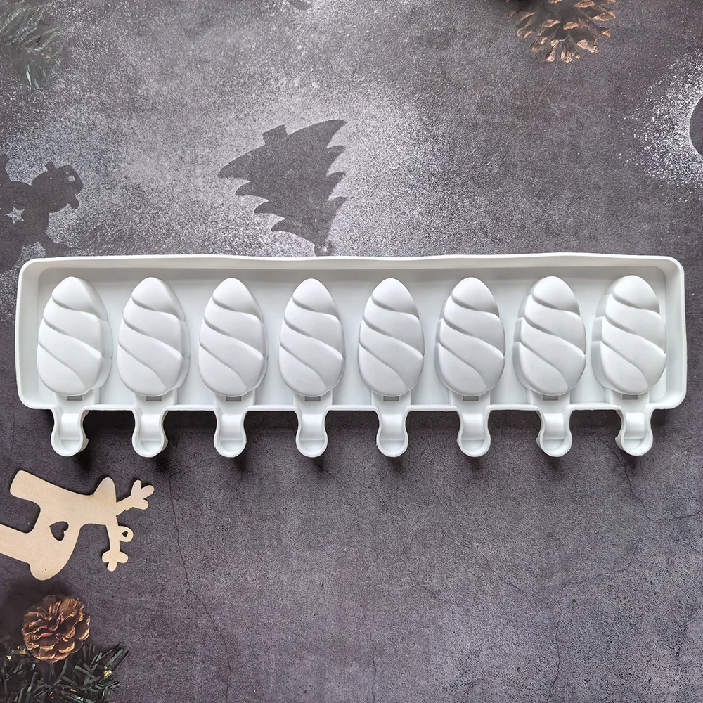 8 Hole Silicone Ice Cream Mold Makers Cake Dessert Decorating Baking Tools DIY Ice Cube Moulds Tray Popsicle Molds Reuse factory