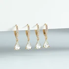Huggie Hoop Gold Hinged Huggie Hoop Earrings Women Simulation Zircon Crystal Rhinestone Dangle Earrings